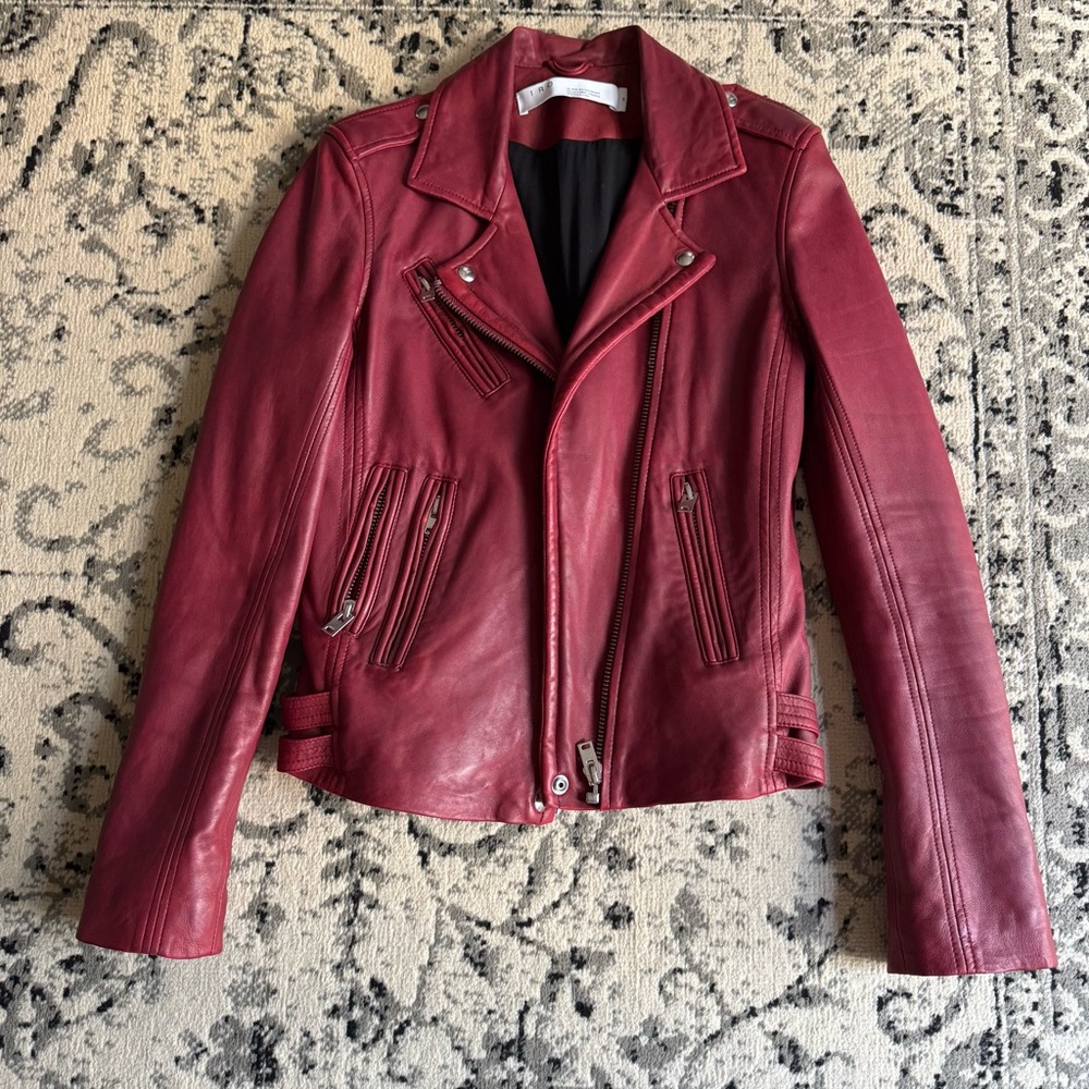 IRO Han Burgundy Leather Jacket